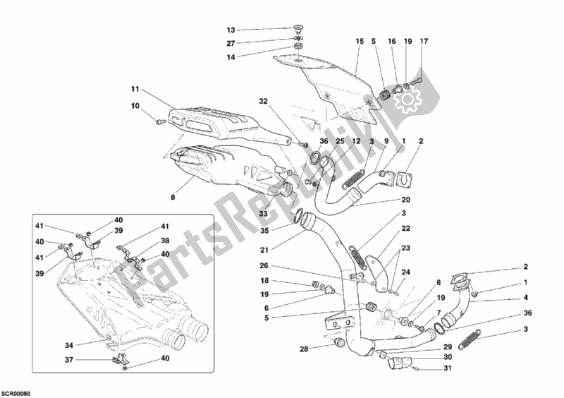 Toutes les pièces pour le Système D'échappement du Ducati Superbike 749 Dark 2004